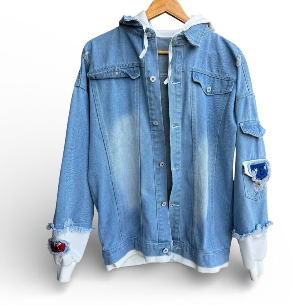 Toilet-Bound Hanako-kun Anime Distressed Denim Hooded Jacket L